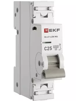Автоматический выключатель EKF M63MA6125C ВА 47-63N MA 1P 25А (C) 6кА без тепл. расцепит. PROXIMA