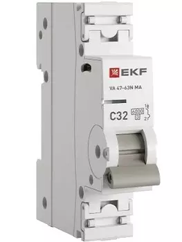 Автоматический выключатель EKF M63MA6132C ВА 47-63N MA 1P 32А (C) 6кА без тепл. расцепит. PROXIMA