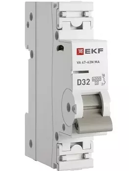 Автоматический выключатель EKF M63MA6132D ВА 47-63N MA 1P 32А (D) 6кА без тепл. расцепит. PROXIMA