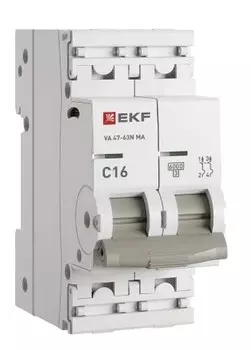 Автоматический выключатель EKF M63MA6216C ВА 47-63N MA 2P 16А (C) 6кА без тепл. расцепит. PROXIMA