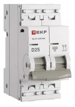 Автоматический выключатель EKF M63MA6225D ВА 47-63N MA 2P 25А (D) 6кА без тепл. расцепит. PROXIMA