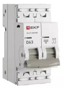 Автоматический выключатель EKF M63MA6263D ВА 47-63N MA 2P 63А (D) 6кА без тепл. расцепит. PROXIMA