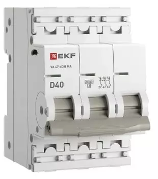 Автоматический выключатель EKF M63MA6340D ВА 47-63N MA 3P 40А (D) 6кА без тепл. расцепит. PROXIMA