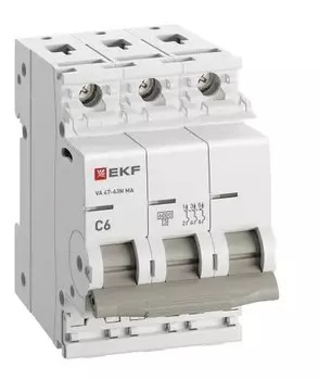 Автоматический выключатель EKF M63MA636D ВА 47-63N MA 3P 6А (D) 6кА без тепл. расцепит. PROXIMA