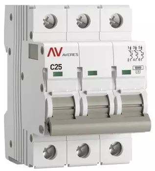 Автоматический выключатель EKF mcb10-3-25C-av AV-10 3P 25A (C) 10kA AVERES