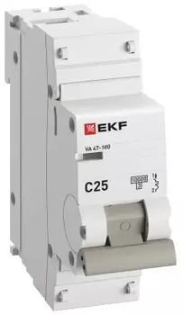 Автоматический выключатель EKF mcb47100-1-25C-pro 1P 25А (C) 10kA ВА 47-100 PROxima