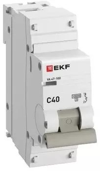 Автоматический выключатель EKF mcb47100-1-40C-pro 1P 40А (C) 10kA ВА 47-100 PROxima