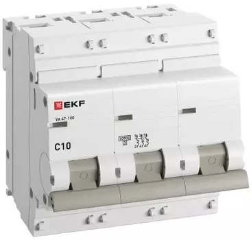 Автоматический выключатель EKF mcb47100-3-10C-pro 3P 10А (C) 10kA ВА 47-100 PROxima