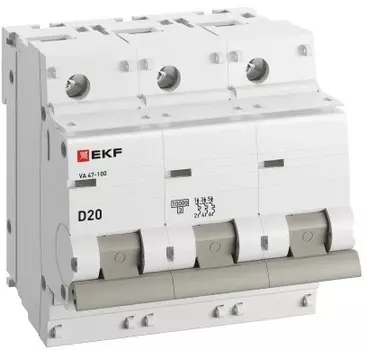 Автоматический выключатель EKF mcb47100-3-20D-pro 3P 20А (D) 10kA ВА 47-100 PROxima