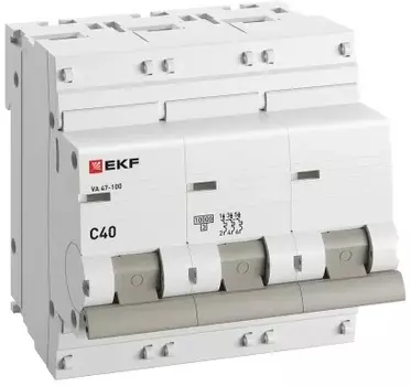 Автоматический выключатель EKF mcb47100-3-40C-pro 3P 40А (C) 10kA ВА 47-100 PROxima