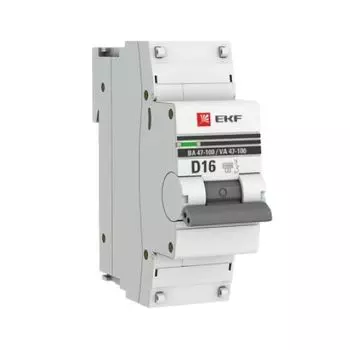 Автоматический выключатель EKF mcb47100m-1-16D-pro 1P 16А (D) 10kA ВА 47-100M без тепл. расцепит. PROxima