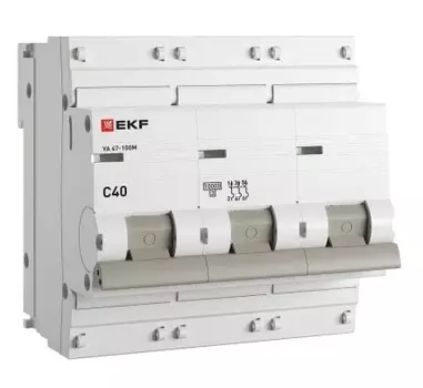 Автоматический выключатель EKF mcb47100m-3-40C-pro 3P 40А (C) 10кА ВА 47-100M без тепл. расцепит. PROxima