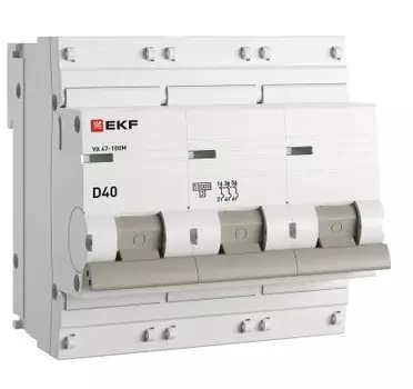 Автоматический выключатель EKF mcb47100m-3-40D-pro 3P 40А (D) 10kA ВА 47-100M без тепл. расцепит. PROxima