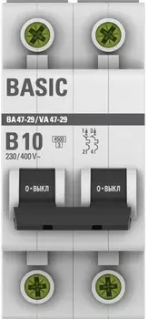Автоматический выключатель EKF mcb4729-2-10-B 2P 10А (B) 4,5кА ВА 47-29