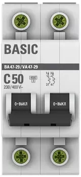 Автоматический выключатель EKF mcb4729-2-50C 2P 50А (C) 4,5кА ВА 47-29