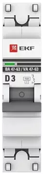 Автоматический выключатель EKF mcb4763-1-03D-pro 1P 3А (D) 4,5kA ВА 47-63