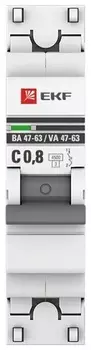 Автоматический выключатель EKF mcb4763-1-0.8C-pro 1P 0,8А (C) 4,5kA ВА 47-63