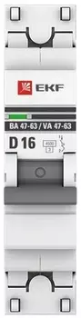 Автоматический выключатель EKF mcb4763-1-16D-pro 1P 16А (D) 4,5kA ВА 47-63