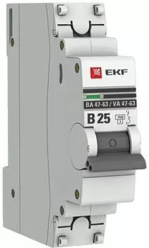 Автоматический выключатель EKF mcb4763-1-25B-pro модульный 1п B 25А 4.5кА ВА 47-63 PROxima