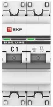 Автоматический выключатель EKF mcb4763-2-01C-pro 2P 1А (C) 4,5kA ВА 47-63