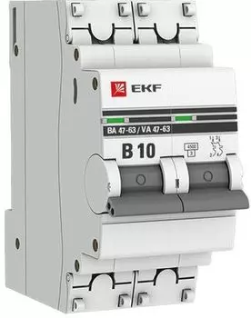 Автоматический выключатель EKF mcb4763-2-10B-pro модульный 2п B 10А 4.5кА ВА 47-63 PROxima