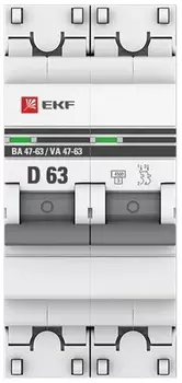 Автоматический выключатель EKF mcb4763-2-63D-pro 2P 63А (D) 4,5kA ВА 47-63
