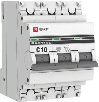 Автоматический выключатель EKF mcb4763-3-10C-pro модульный 3п C 10А 4.5кА ВА 47-63 PROxima