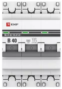 Автоматический выключатель EKF mcb4763-3-40B-pro 3P 40А (В) 4,5kA ВА 47-63