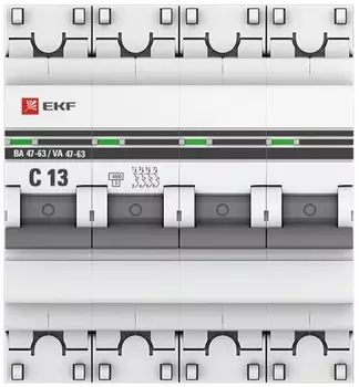 Автоматический выключатель EKF mcb4763-4-13C-pro 4P 13А (C) 4,5kA ВА 47-63