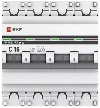 Автоматический выключатель EKF mcb4763-4-16C-pro 4P 16А (C) 4,5kA ВА 47-63