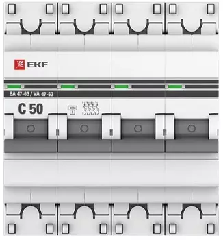 Автоматический выключатель EKF mcb4763-4-50C-pro 4P 50А (C) 4,5kA ВА 47-63