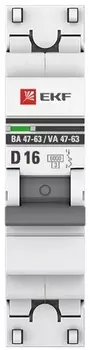 Автоматический выключатель EKF mcb4763-6-1-16D-pro 1P 16А (D) 6кА ВА 47-63