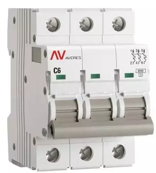 Автоматический выключатель EKF mcb6-3-06C-av AV-6 3P 6A (C) 6kA AVERES