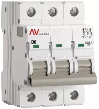 Автоматический выключатель EKF mcb6-3-06D-av AV-6 3P 6A (D) 6kA AVERES