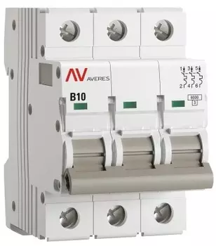 Автоматический выключатель EKF mcb6-3-10B-av AV-6 3P 10A (B) 6kA AVERES
