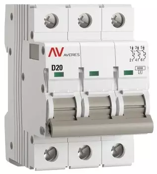 Автоматический выключатель EKF mcb6-3-20D-av AV-6 3P 20A (D) 6kA AVERES