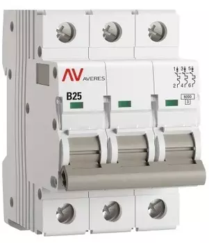 Автоматический выключатель EKF mcb6-3-25B-av AV-6 3P 25A (B) 6kA AVERES