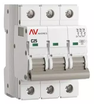 Автоматический выключатель EKF mcb6-3-25C-av AV-6 3P 25A (C) 6kA AVERES