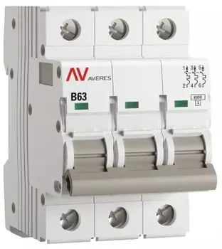 Автоматический выключатель EKF mcb6-3-63B-av AV-6 3P 63A (B) 6kA AVERES