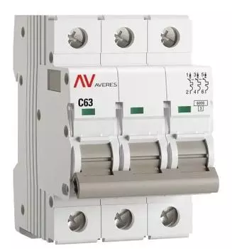 Автоматический выключатель EKF mcb6-3-63C-av AV-6 3P 63A (C) 6kA AVERES