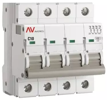 Автоматический выключатель EKF mcb6-4-10C-av AV-6 4P 10A (C) 6kA AVERES