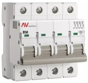 Автоматический выключатель EKF mcb6-4-50B-av AV-6 4P 50A (B) 6kA AVERES