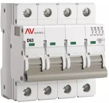 Автоматический выключатель EKF mcb6-4-63D-av AV-6 4P 63A (D) 6kA AVERES