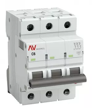 Автоматический выключатель EKF mcb6-DC-3-06C-av AV-6 DC 3P 6A (C) 6kA AVERES