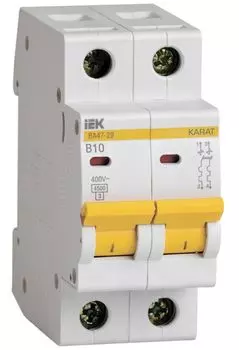 Автоматический выключатель IEK MVA20-2-010-B KARAT ВА47-29 2P B 10А 4,5кА