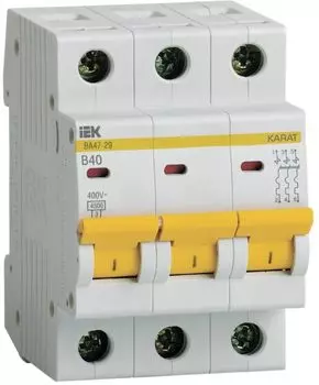 Автоматический выключатель IEK MVA20-3-040-B KARAT ВА47-29 3P B 40А 4,5кА