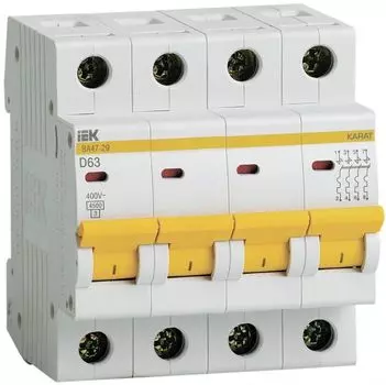 Автоматический выключатель IEK MVA20-4-063-D KARAT ВА47-29 4P D 63А 4,5кА