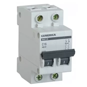 Автоматический выключатель IEK MVA25-2-040-C Generica 40A тип C 4.5kA 2П 400В 2мод серый (1шт)