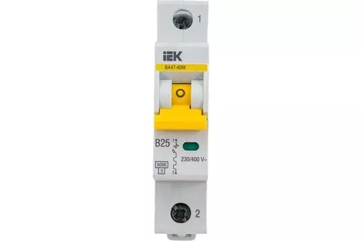 Автоматический выключатель IEK MVA31-1-025-B 25A тип B 6kA 1П 230/400В 1мод белый (1шт)