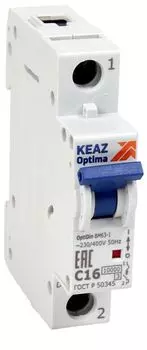 Автоматический выключатель КЭАЗ 249256 OptiDin BM63 1P 16A C 10кА AC (BM63-1C16-10-УХЛ3)